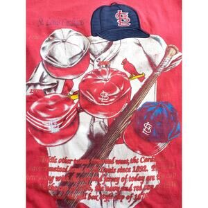 St Louis Cardinals 90s NUTMEG graphic CAPS heritage Logo tee shirt M red MLB vtg